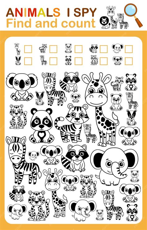 Premium Vector Coloring Book I Spy Count And Color Zoo Animal