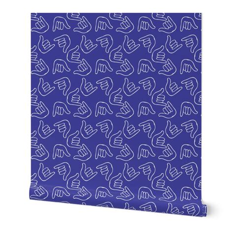 Shaka Braddah Blue And White Hang Wallpaper Spoonflower