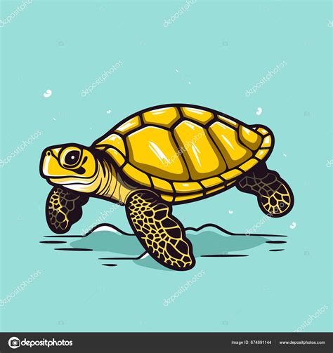 Sea Turtle Turquoise Oceanlife Cartoon Vector Illustration Stock Vector