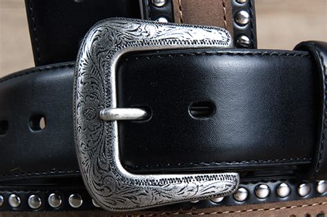 40 G Bar D 15 Black Leather Strap Mens Cowboy Belt W Silver Concho