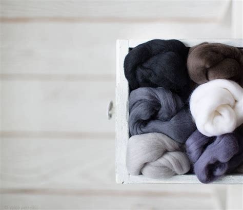 Wool Roving Assortment Merino Wool Supplies Mixed 6 Neutral Etsy