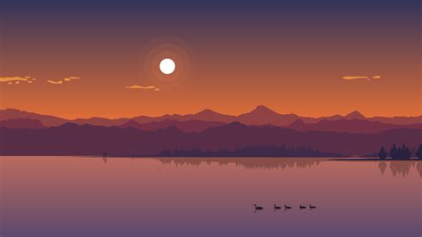 1920x1080 Minimal Lake Sunset Laptop Full Hd 1080p Hd 4k