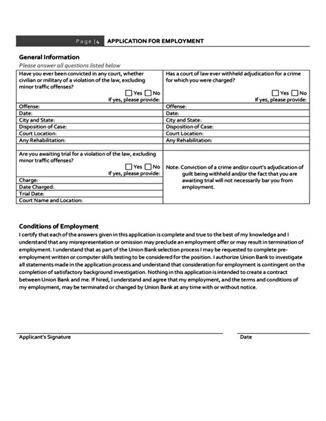 Sample Of Job Application To Bank Free 65 Application Form Samples