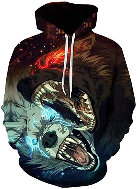Hoodiesunisex Anime Rage Wolf Youth Menswomens 3d Hooded Sweatshirt