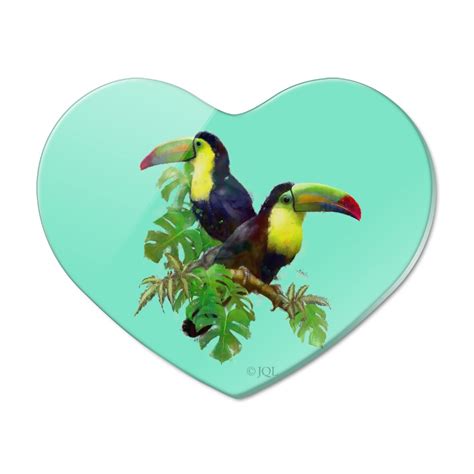 Toucan Tropics Tropical Rainforest Watercolor Heart Acrylic Fridge