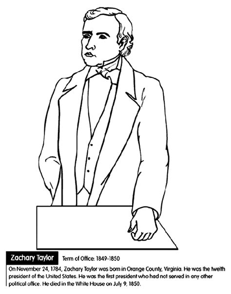 Home / holidays / presidents day. U.S. President Zachary Taylor Coloring Page | crayola.com