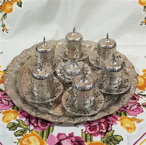 Traditional Vintage Turkish Coffee Cup Set Of 6 Etsy