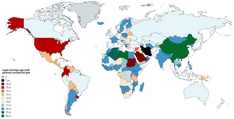 Legal Marriage Age For Girls By Country Vivid Maps