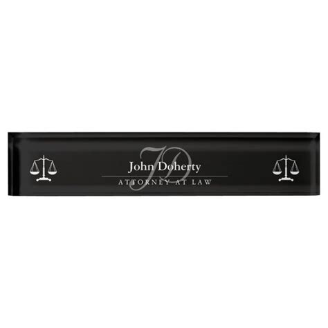 Classy Scales Of Justice White Black Desk Name Plate Zazzle Desk