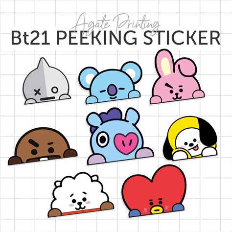 Bts Bt21 Peeking Stickers Peekers Vinyl Laminated Stickers Shopee