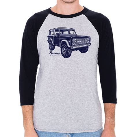 Classic Ford Bronco Mens 34 Sleeve Baseball Shirt Garageproject101