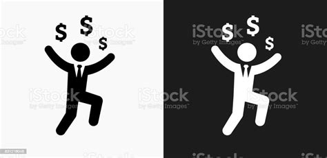 Rich Businessman Icon On Black And White Vector Backgrounds Stock