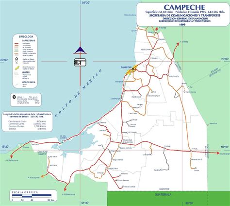 Mapa De Carreteras De Campeche Tamaño Completo Ex