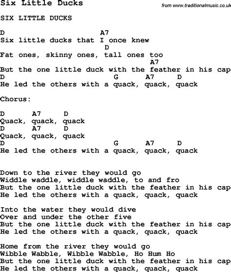 Summer Camp Song Six Little Ducks With Lyrics And Chords For Ukulele