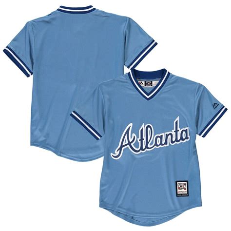 The braves compete in major league baseball (mlb) as a member club of the national league (nl) east division. Majestic Atlanta Braves Youth Light Blue Cooperstown Collection Cool Base Jersey