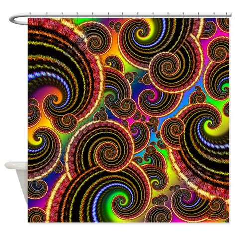 Funky Rainbow Swirl Pattern Shower Curtain By Hippytshop