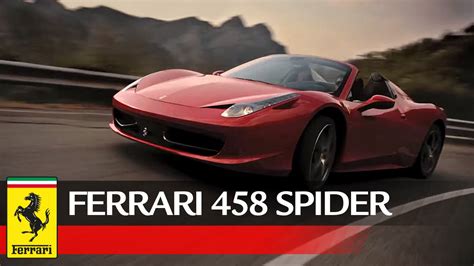 This convertible variant of the 458 italia features an aluminium retractable hardtop which, according to ferrari, weighs 25 kilograms (55 lb) less than a soft roof such as the one found on the ferrari f430 spider, and requires 14 seconds for operation. Ferrari 458 Spider - Official video - YouTube