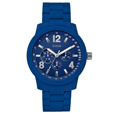 Many men have taken a liking to the guess sporty watches. Guess Watch Mens Blue Polyurethanewrapped Steel Bracelet ...