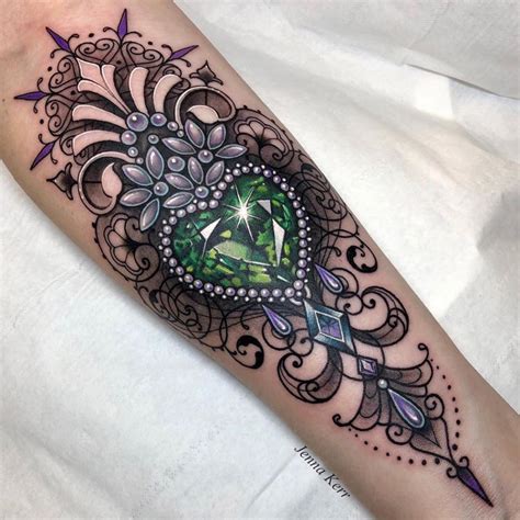 Emerald Heart Lace Tattoo Arm Tattoos For Women Gem Tattoo