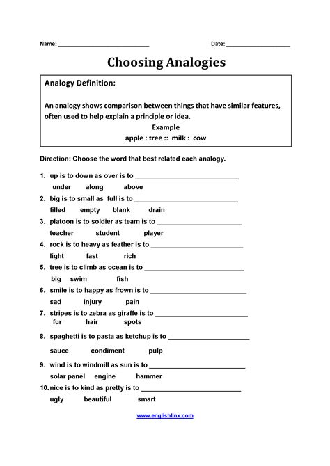 You are advisedto complete this section in 15 minutes.2. Analogy Worksheets | Analogy, Conjunctions worksheet, Word ...