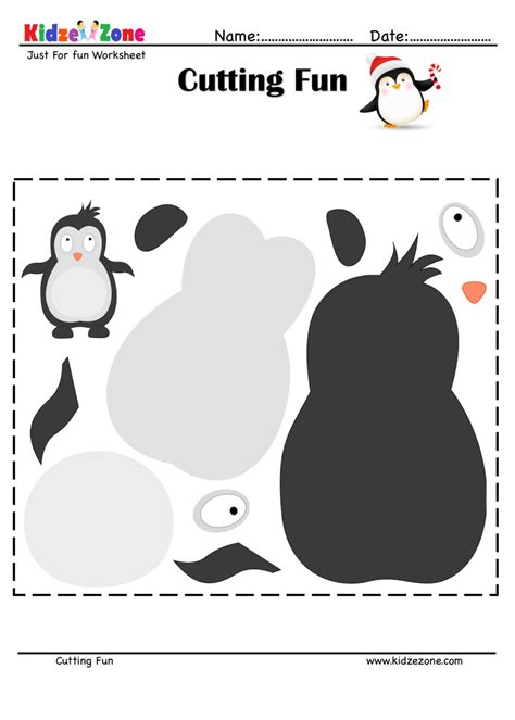 Cutting And Pasting Activity With Penguin Kidzezone
