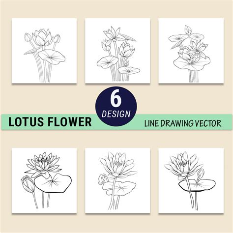 Small Lotus Tattoo Vector Lotus Line Art Lotus Pencil Art Lotus