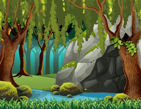 Cave In The Deep Forest 352625 Vector Art At Vecteezy