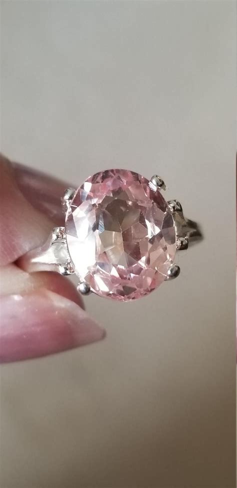 Pink Peach Morganite Ring Of 520 Carats The Pink Emerald Sterling Or