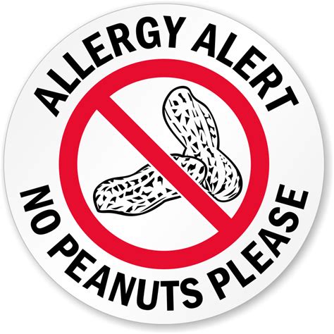 Peanut Allergy Warning Signs Nut Free Zone Signs