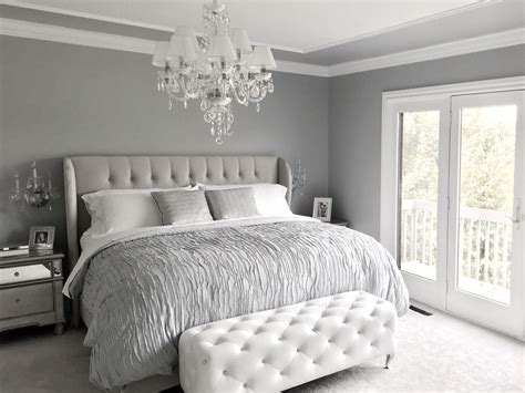 Glamorous Grey Bedroom Decorgrey Tufted Headboard Glamorous Master