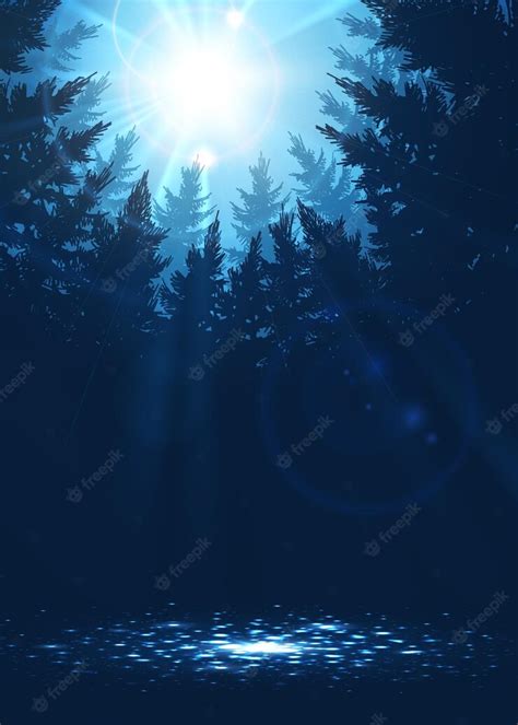 Premium Vector Forest Background With Sunbeams