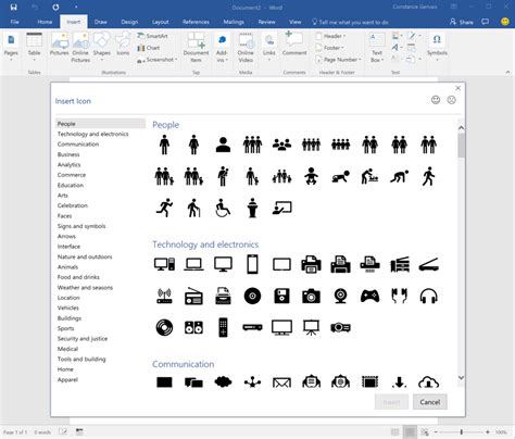 New Insert Icons In Office 2016 Microsoft Community