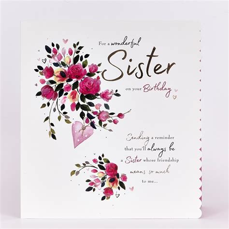 Birthday card ideas for sister. Platinum Collection Birthday Card - Wonderful Sister, Pink ...