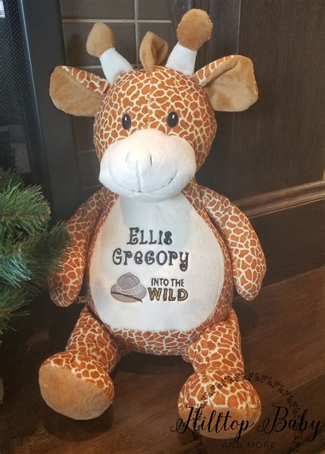 Personalized Giraffe Baby Stuffed Animal Birth Announcement Safari Boy
