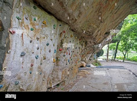 Rock Climbing Wall In Seven Star Park The Largest Park In Guilin Stock