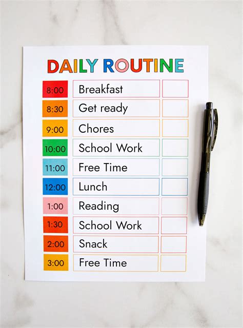 Printable Daily Schedule Somevirt