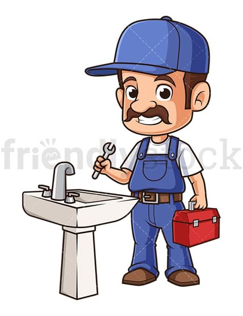 Plumber Bathroom Sink Cartoon Clipart Vector Friendlystock