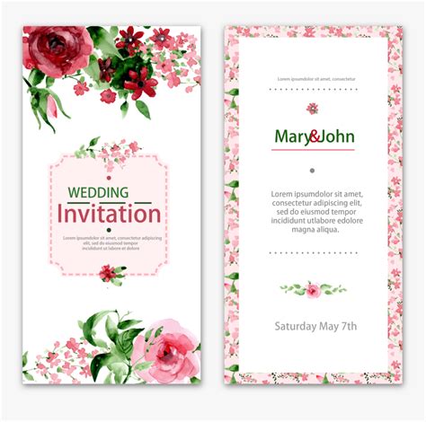 Flower Lace Wedding Invitations Watercolor Vector Invitation Wedding