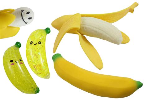 Set Of Fun Banana Toys Moldable Sensory Stress Squeeze Fidget Toy Adhd Special Needs