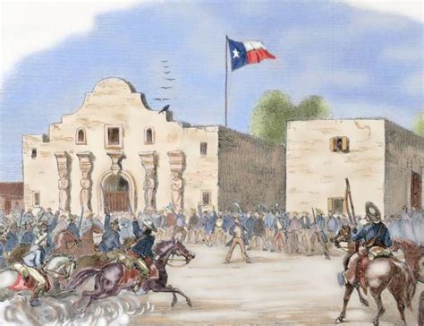 Usa Annexation Of Texas Texas State Flag Waving Over The Alamo San