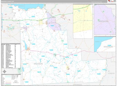 Madison County Ny Wall Map Premium Style By Marketmaps