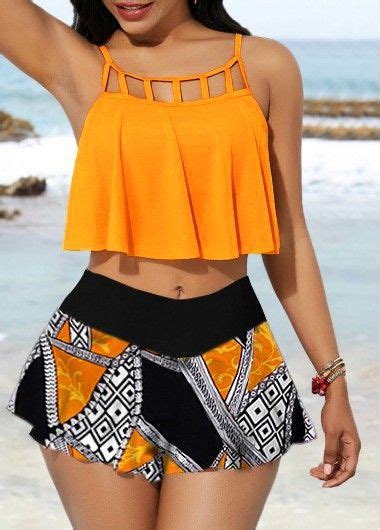 Cage Neck Overlay Top And Printed Pantskirt Usd 3198