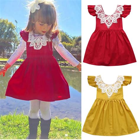 Toddler Kid Baby Girl Clothes Lace Ruffle Princess Party Dresses Roupas