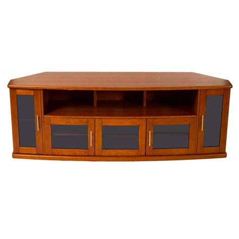 Plateau Newport Series Corner Wood Tv Cabinet With Glass Doors For 90