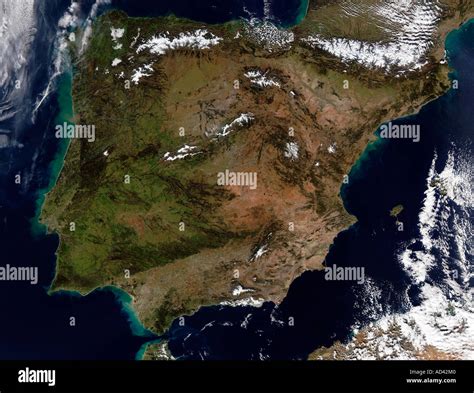 Spain And Portugal Satellite Image Stock Photo Alamy