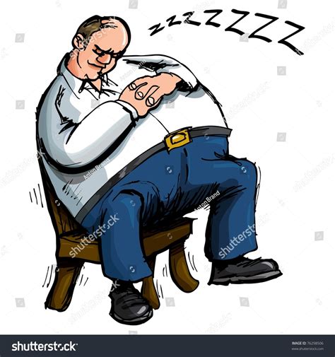 Cartoon Overweight Man Sleeping Chair Isolated Vector De Stock Libre
