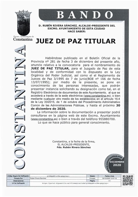 Solicitud Juez De Paz Titular Constantina