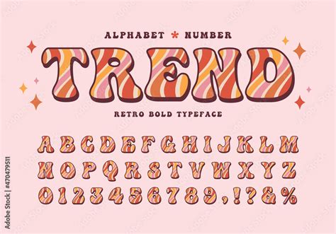 Groovy Retro Alphabet And Number Wave Swirl Pattern Font Seventies