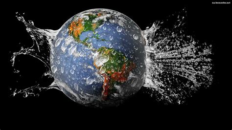 Planeta Ziemia Woda Grafika 3D na Komórkę