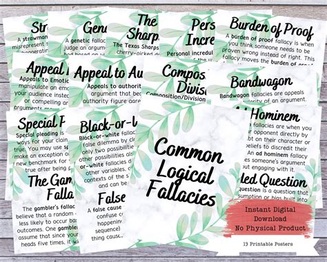 Logical Fallacies Printable Poster Set Fallacies Posters - Etsy